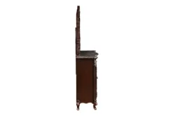 Mor Furniture Bedroom Sets|Constantine Upholstered Bed, Dresser, Mirror & Nightstand In Cherry, Queen