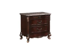 Mor Furniture Bedroom Sets|Constantine Upholstered Bed, Dresser, Mirror & Nightstand In Cherry, Queen