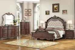 Mor Furniture Upholstered Beds|Beds|Constantine Upholstered Bed In Cherry, Queen