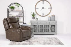 Mor Furniture Recliners|Cortez Power Recliner In Dark Brown Leather