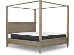 Mor Furniture Bedroom Sets|Country Side Canopy Bed, Dresser, Mirror & 2 Drawer Nightstand In Brown, Queen