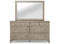 Mor Furniture Bedroom Sets|Country Side Canopy Bed, Dresser, Mirror & 2 Drawer Nightstand In Brown, Queen