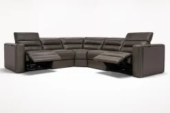 Mor Furniture Reclining Sectionals|Reclining Sofas|Cove 5 Piece 2 Power Sectional In Gray Leather
