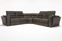 Mor Furniture Reclining Sectionals|Reclining Sofas|Cove 5 Piece 2 Power Sectional In Gray Leather