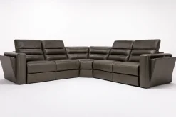Mor Furniture Reclining Sectionals|Reclining Sofas|Cove 5 Piece 2 Power Sectional In Gray Leather