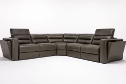 Mor Furniture Reclining Sectionals|Reclining Sofas|Cove 5 Piece 2 Power Sectional In Gray Leather