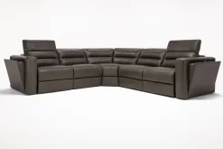 Mor Furniture Reclining Sectionals|Reclining Sofas|Cove 5 Piece 2 Power Sectional In Gray Leather
