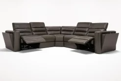 Mor Furniture Reclining Sectionals|Reclining Sofas|Cove 5 Piece 2 Power Sectional In Gray Leather
