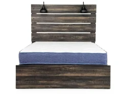 Mor Furniture Beds|Dallas Panel Bed W/ Lights In White Wash, Twin