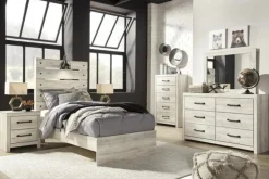 Mor Furniture Beds|Dallas Panel Bed W/ Lights In White Wash, Twin