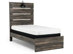 Mor Furniture Beds|Dallas Panel Bed W/ Lights In White Wash, Twin