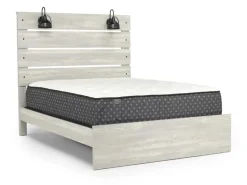 Mor Furniture Bedroom Sets|Dallas Panel Bed W/ Lights, Dresser, Mirror & Nightstand In White Wash, Twin