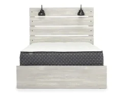 Mor Furniture Bedroom Sets|Dallas Panel Bed W/ Lights, Dresser, Mirror & Nightstand In White Wash, Twin