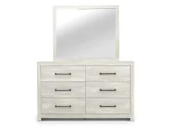 Mor Furniture Bedroom Sets|Dallas Panel Bed W/ Lights, Dresser, Mirror & Nightstand In White Wash, Twin