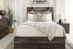 Mor Furniture Bedroom Sets|Dallas Panel Bed W/ Lights, Dresser, Mirror & Nightstand In White Wash, Twin