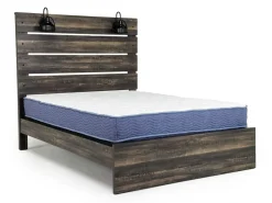 Mor Furniture Bedroom Sets|Dallas Panel Bed W/ Lights, Dresser, Mirror & Nightstand In White Wash, Twin