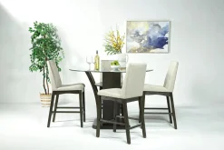 Mor Furniture Seating For 4|Round Dining Sets|Dapper Round Counter Height Dining Table & 4 Stools In Gray