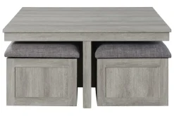 Mor Furniture Coffee Tables|Dawson Coffee Table W/ 4 Storage Stools In Gray