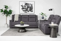 Mor Furniture Reclining Sofas|Diamond Reclining Sofa & Console Loveseat In Gray
