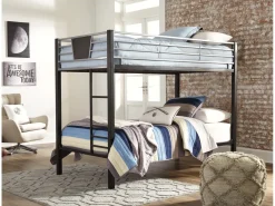 Mor Furniture Kids Beds & Bunk Beds|Dinsmore Bunk Bed In Black/Gray, Twin/Twin