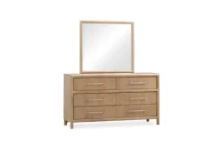 Mor Furniture Bedroom Sets|Dorsey Panel Bed, Dresser, Mirror & 2 Drawer Nightstand In Granola, Queen