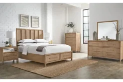 Mor Furniture Bedroom Sets|Dorsey Panel Bed, Dresser, Mirror & 2 Drawer Nightstand In Granola, Queen