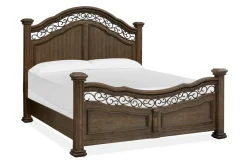 Mor Furniture Bedroom Sets|Durango Panel Bed, Dresser, Mirror & 3 Drawer Nightstand In Fawn, Queen