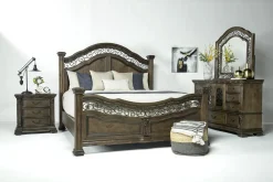 Mor Furniture Bedroom Sets|Durango Panel Bed, Dresser, Mirror & 3 Drawer Nightstand In Fawn, Queen