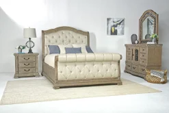 Mor Furniture Bedroom Sets|Durango Sleigh Bed, Dresser, Mirror & 3 Drawer Nightstand In Fawn, Queen