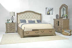 Mor Furniture Bedroom Sets|Durango Sleigh Bed, Dresser, Mirror & 3 Drawer Nightstand In Fawn, Queen