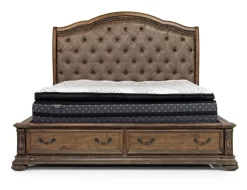 Mor Furniture Bedroom Sets|Durango Sleigh Bed W/ Storage, Dresser, Mirror & 3 Drawer Nightstand In Fawn, Queen