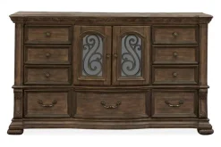 Mor Furniture Bedroom Sets|Durango Sleigh Bed W/ Storage, Dresser, Mirror & 3 Drawer Nightstand In Fawn, Queen