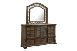 Mor Furniture Bedroom Sets|Durango Sleigh Bed W/ Storage, Dresser, Mirror & 3 Drawer Nightstand In Fawn, Queen