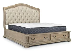 Mor Furniture Bedroom Sets|Durango Sleigh Bed W/ Storage, Dresser, Mirror & 3 Drawer Nightstand In Fawn, Queen