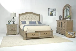 Mor Furniture Storage Beds|Beds|Durango Upholstered Sleigh Bed W/ Storage In Fawn, Queen