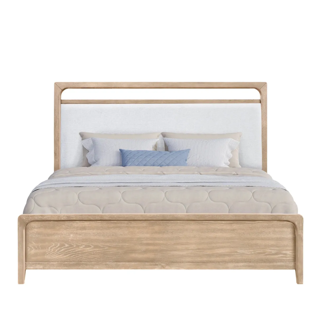 Mor Furniture Bedroom Sets|Easton Upholstered Bed, Dresser, Mirror & Nightstand In , Ca King Natural