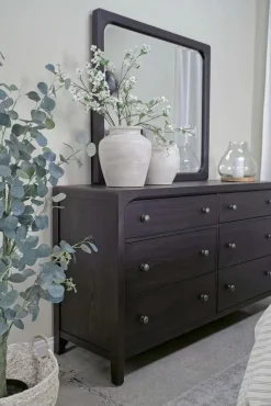 Mor Furniture Bedroom Sets|Easton Upholstered Bed, Dresser, Mirror & Nightstand In , Ca King Natural