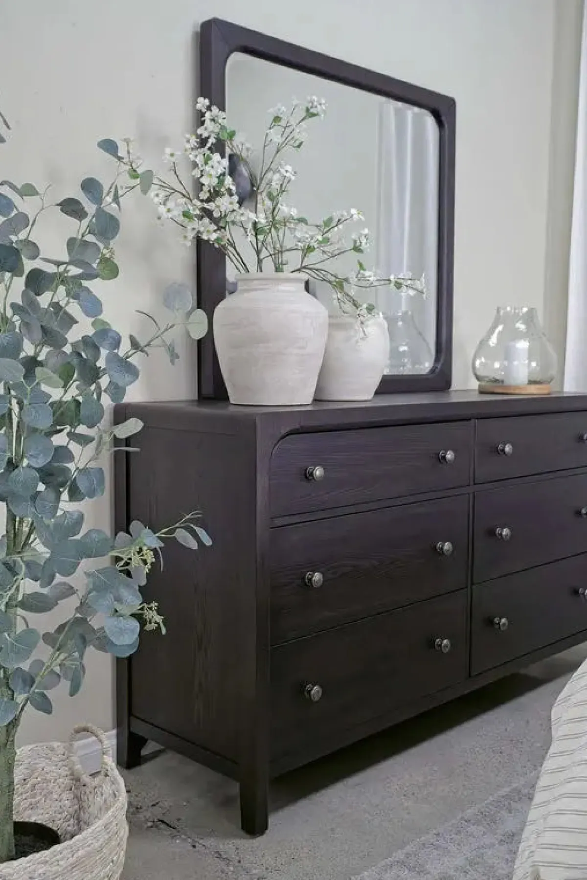 Mor Furniture Bedroom Sets|Easton Upholstered Bed, Dresser, Mirror & Nightstand In , Ca King Natural