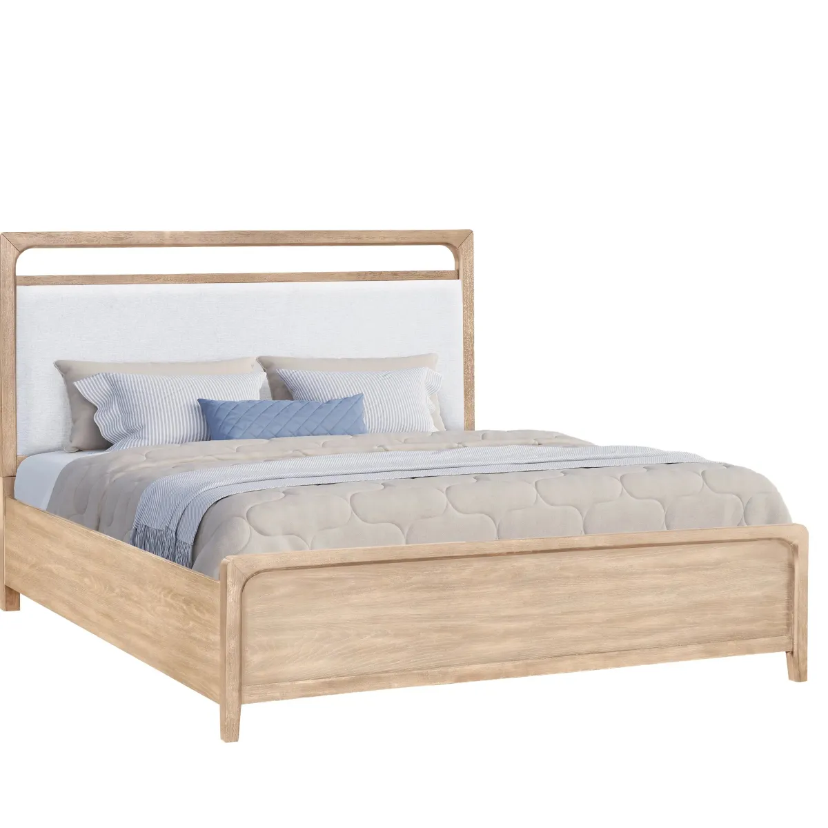 Mor Furniture Bedroom Sets|Easton Upholstered Bed, Dresser, Mirror & Nightstand In , Ca King Natural