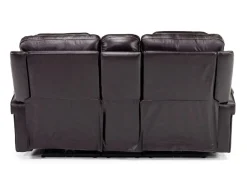 Mor Furniture Reclining Loveseats|Immersive Sound Sofas|Echo 3 Power Console Loveseat In Rainier Walnut Leather