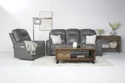 Mor Furniture Recliners|Echo 3 Power Theater Recliner W/ Immersive Sound In Rainer Storm Leather