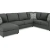 Mor Furniture Sectionals|Edenfield Tux Loveseat Chaise Sectional In Charcoal, Left Facing