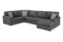 Mor Furniture Sectionals|Edenfield Tux Loveseat Chaise Sectional In Charcoal, Left Facing
