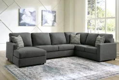 Mor Furniture Sectionals|Edenfield Tux Loveseat Chaise Sectional In Charcoal, Left Facing