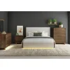 Mor Furniture Bedroom Sets|Elm Upholstered Bed W/ Lights, Dresser, Mirror & Nightstand In Brown, Queen