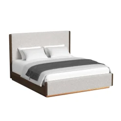 Mor Furniture Bedroom Sets|Elm Upholstered Bed W/ Lights, Dresser, Mirror & Nightstand In Brown, Queen
