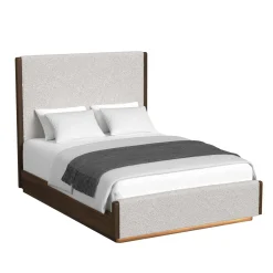 Mor Furniture Upholstered Beds|Beds|Elm Upholstered Bed W/ Lights In Brown, Queen