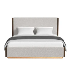 Mor Furniture Upholstered Beds|Beds|Elm Upholstered Bed W/ Lights In Brown, Queen