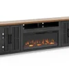 Mor Furniture Fireplace Tv Stands|Fireplaces|Eloise Fireplace Console In Black & Whiskey, 96 Inch