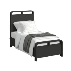 Mor Furniture Bedroom Sets|Emberly Panel Bed, Dresser, Mirror & Nightstand In Black, Twin